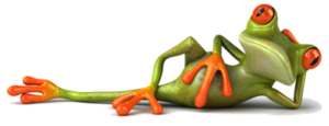 reclining cartoon frog